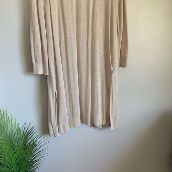 Petite LOFT Cream Long Sleeve Lite Weight Duster Elegant Cardigan NWT - Picture 9 of 15